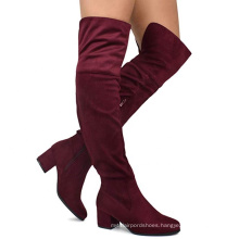 2019 Women's Over The Knee Stretch Boot Trendy Low Block Heel A173-1 Shoe - Sexy Over The Knee Pullon Boot